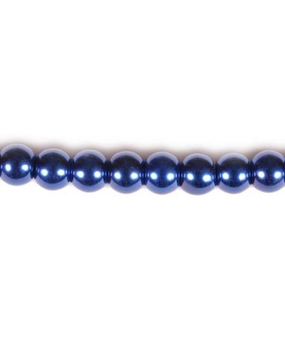 Stikliniai perlai, mėlynos sp. 6 mm vėrinys 40 cm 