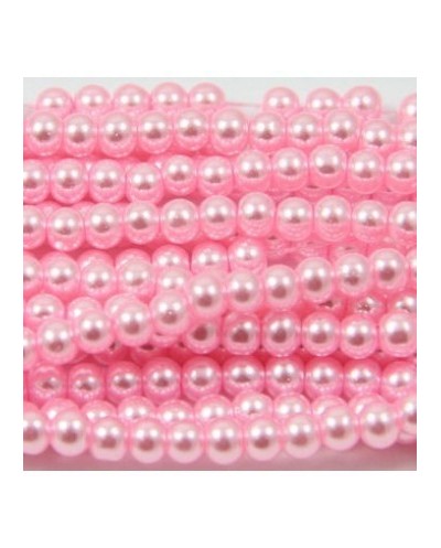 Stikliniai perlai, rožinės sp. 4 mm vėrinys 40 cm 