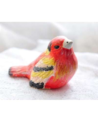 Keramikinis paukščiukas raudonai geltonas, 1 vnt.