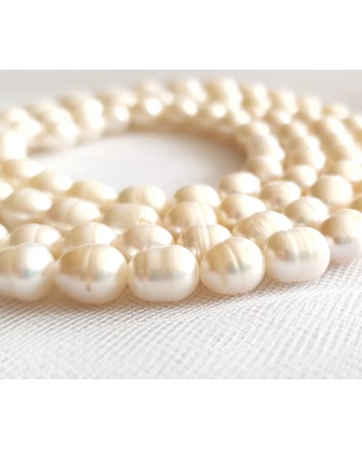 Perlai gėlavandeniai baltos sp.,  ryžių formos  7-8mm, 1 vnt.