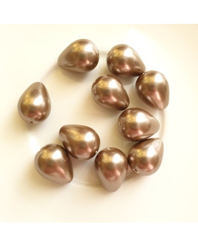 Kriauklės perlų lašai bronzos sp., 11x15mm, 1 vnt.