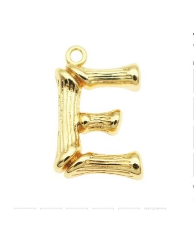 Pakabukas E raidė, aukso sp., 19x12 mm, 1 vnt.