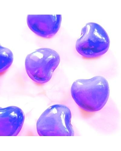 Keramikinės širdelės violetinės sp., 15x17mm, 1 vnt.