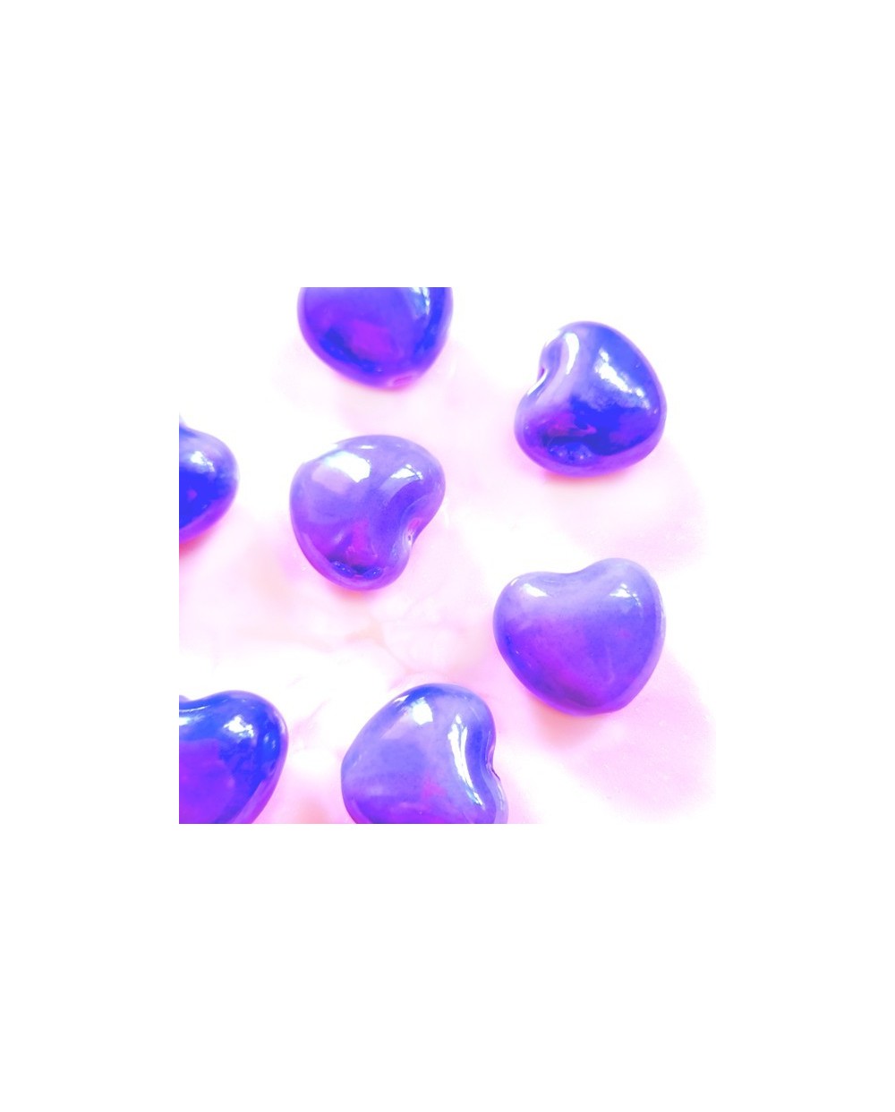 Keramikinės širdelės violetinės sp., 15x17mm, 1 vnt.
