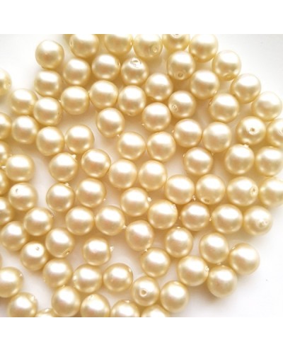 Perlai nelygiai apvalios taškuotos formos, baltos sp., čekiškas krištolas, 8 mm, 15 vnt.