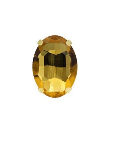 Ovalūs prisiuvami kristalai, 10x14mm, geltonos sp., 1 vnt.