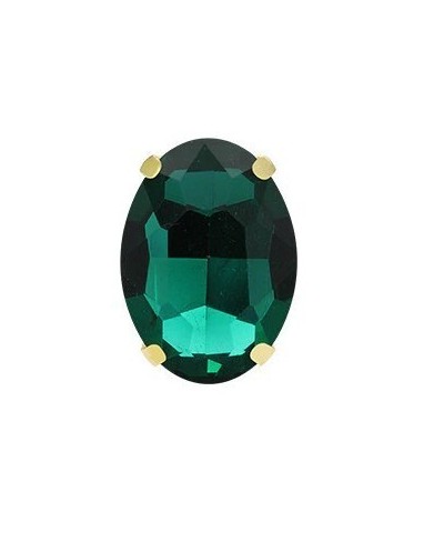 Ovalūs prisiuvami kristalai, 10x14mm, smaragdo sp., 1 vnt.