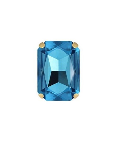 Stačiakampiai prisiuvami kristalai mėlynos sp., 10x14mm, 1 vnt.