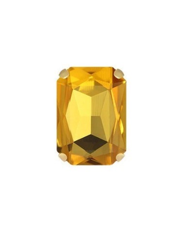 Stačiakampiai prisiuvami kristalai geltonos sp., 10x14mm, 1 vnt.