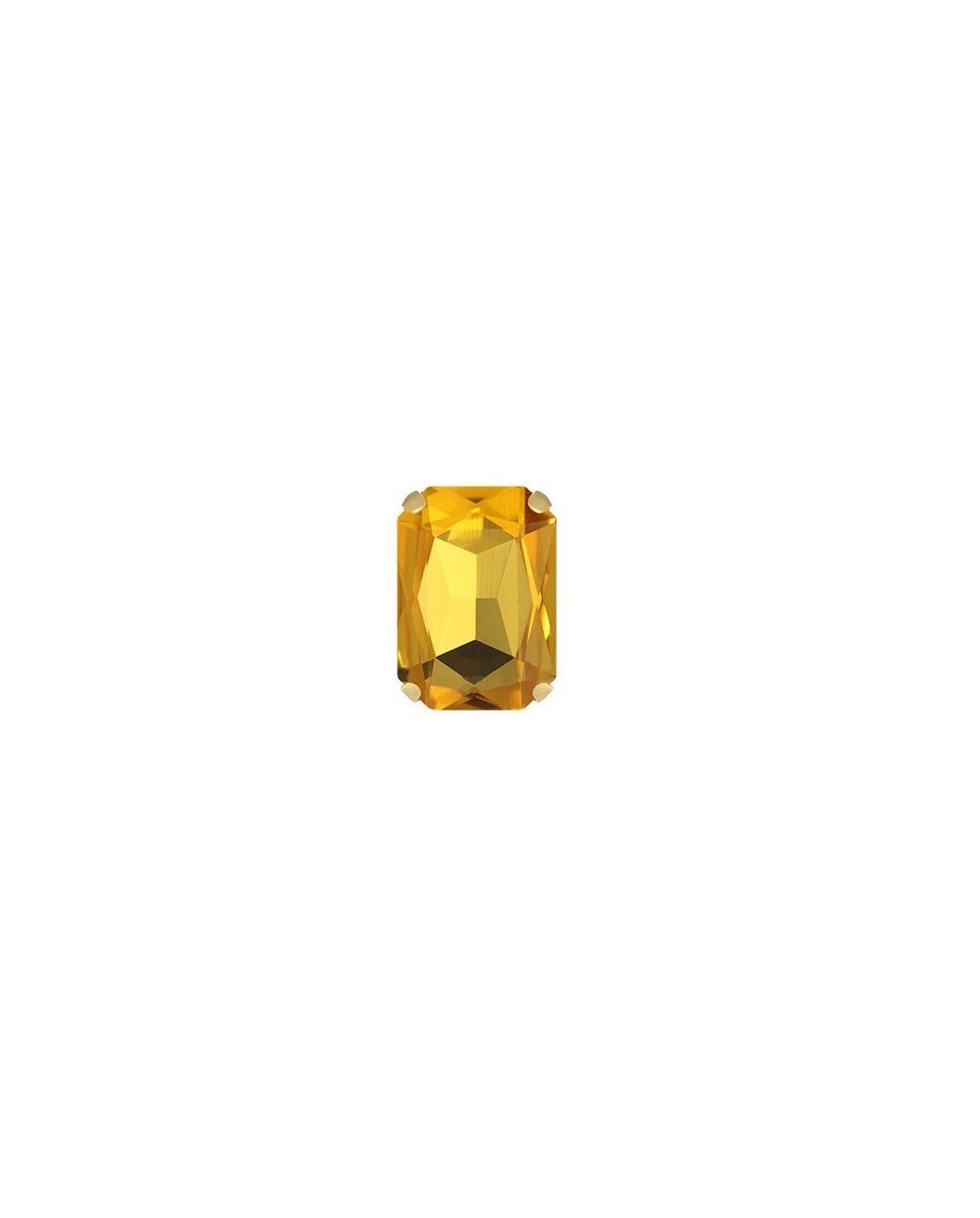 Stačiakampiai prisiuvami kristalai geltonos sp., 10x14mm, 1 vnt.