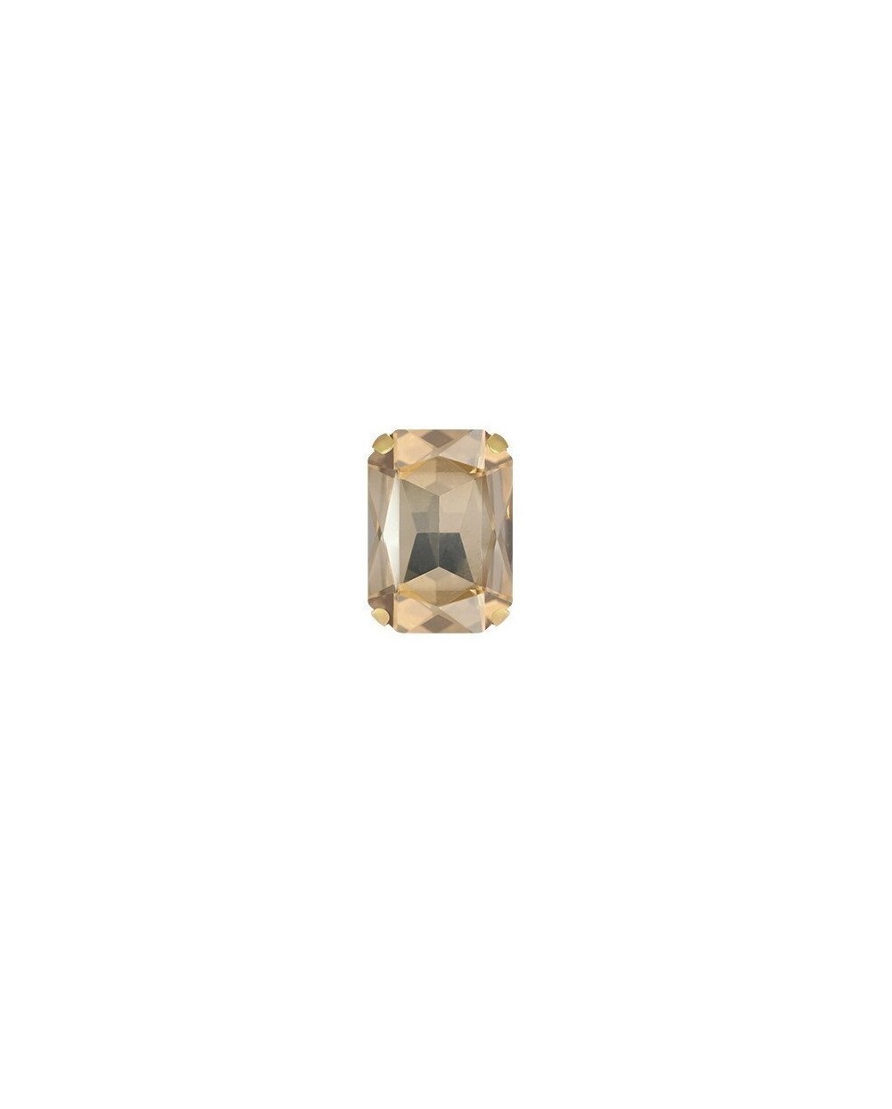 Stačiakampiai prisiuvami kristalai aukso sp., 10x14mm, 1 vnt.