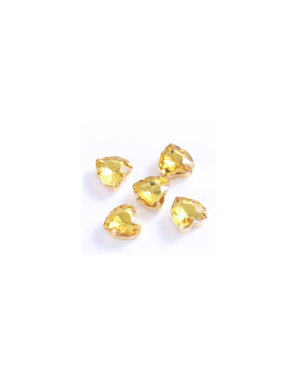 Kristalai širdelės prisiuvamos geltonos sp., 12mm, 1 vnt.