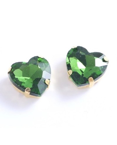 Kristalai širdelės prisiuvamos žalios sp., 12mm, 1 vnt.