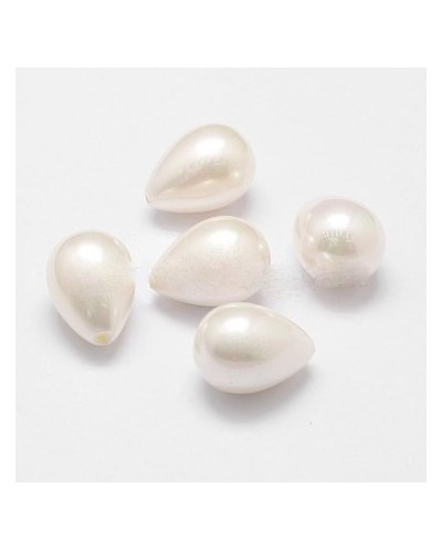 Perlų imitacija lašas baltos spalvos, 9x13mm, 1 vnt.