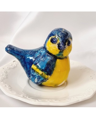 Keramikinis paukščiukas gelsvai mėlynas, 1 vnt