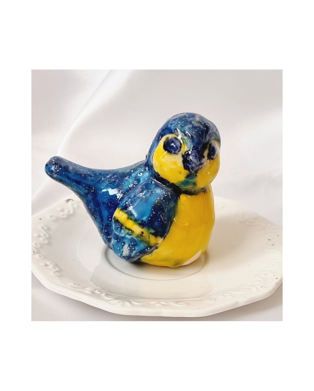 Keramikinis paukščiukas gelsvai mėlynas, 1 vnt