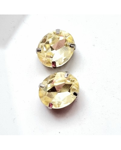 Ovalūs prisiuvami kristalai geltonos sp., 12x10mm, 1 vnt.
