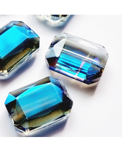 Veriamas karoliukas kristalas stačiakampis  mėlynos sp., 18x13mm, 1 vnt.